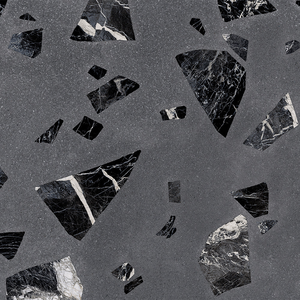 Terrazzo 2.0 24"x24" Rock Dk Grey Porcelain Matte Tile