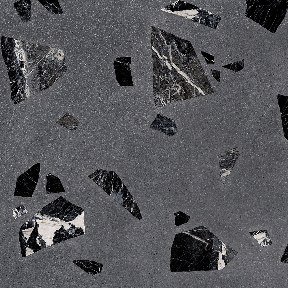 Terrazzo 2.0 24"x24" Rock Dk Grey Porcelain Matte Tile