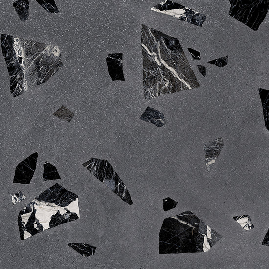 Terrazzo 2.0 24"x24" Rock Dk Grey Porcelain Matte Tile