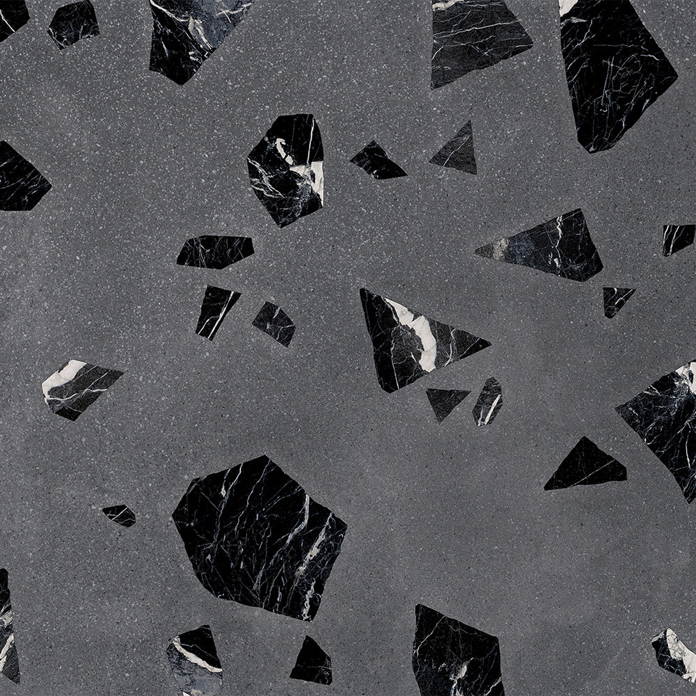 Terrazzo 2.0 24"x24" Rock Dk Grey Porcelain Matte Tile