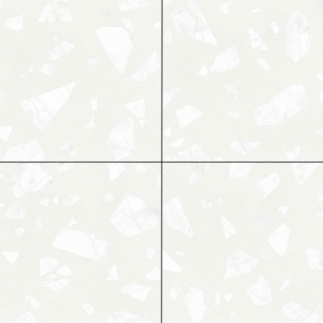 Terrazzo 2.0 24"x24" Rock White Porcelain Matte Tile