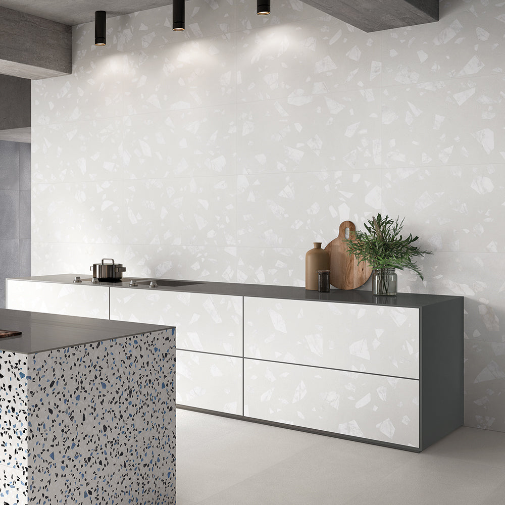 Terrazzo 2.0 24"x24" Rock White Porcelain Matte Tile