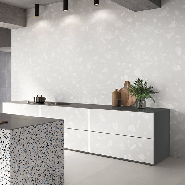 Terrazzo 2.0 24"x24" Rock White Porcelain Matte Tile