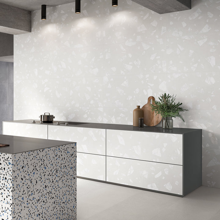 Terrazzo 2.0 24"x24" Rock White Porcelain Matte Tile