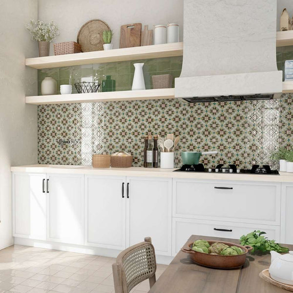 Merida Flor 6" x 6" Jade Porcelain Glossy Tile