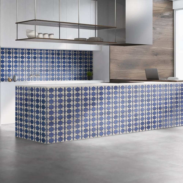 Gothic 10" x 10" Cobalto Porcelain Shiny and Textured Tile