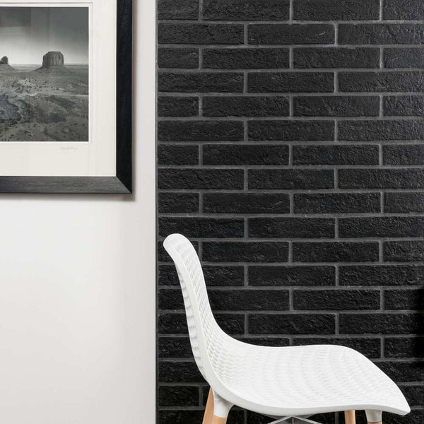Brick City 2" x 10" Black Porcelain Matte Tile