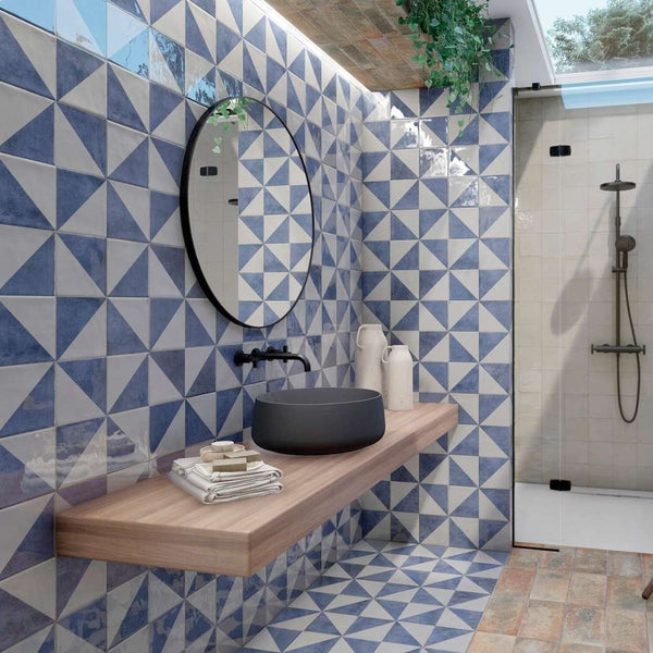 Merida Mitad 6" x 6" Azul Porcelain Glossy Tile