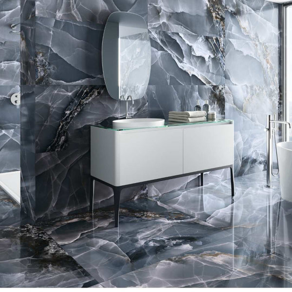 Riptide 24" x 48" Blue Porcelain Polished Tile