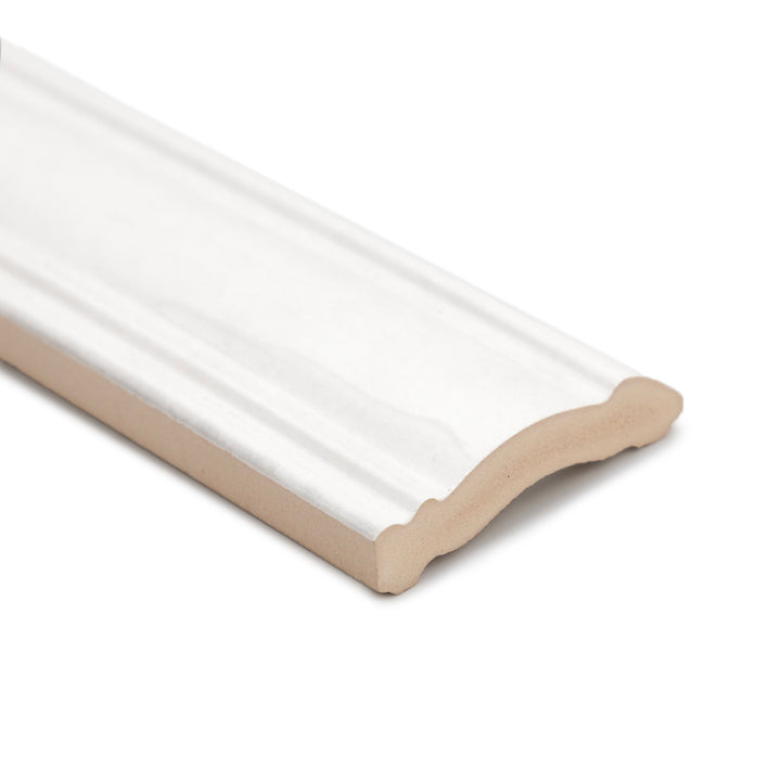Waverly 3"x12" All White Ceramic Glossy Chair Rail