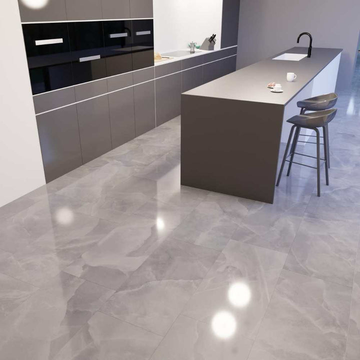 Geo Lust 12"x24" Grey Porcelain Polished Tile
