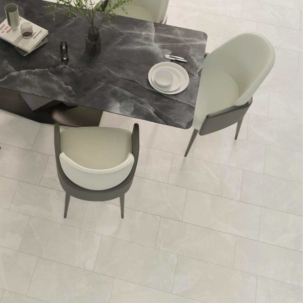 Geo Lust 12" x 24" White Porcelain Matte Tile