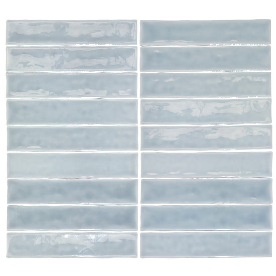 Watercolor 2"x10" Azul Ceramic Glossy Tile