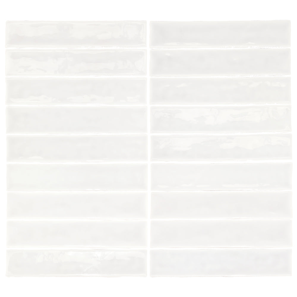 Watercolor 2"x10" Blanco Ceramic Glossy Tile
