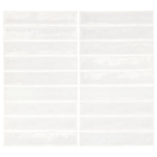 Watercolor 2"x10" Blanco Ceramic Glossy Tile