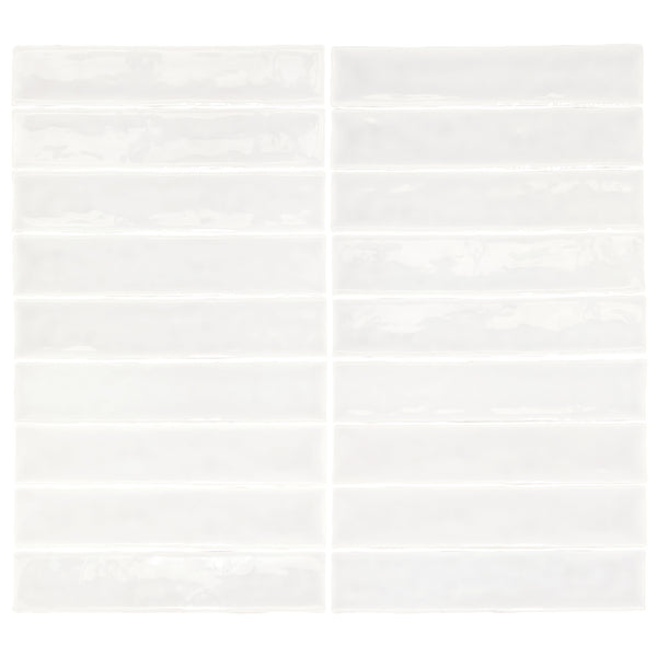 Watercolor 2"x10" Blanco Ceramic Glossy Tile