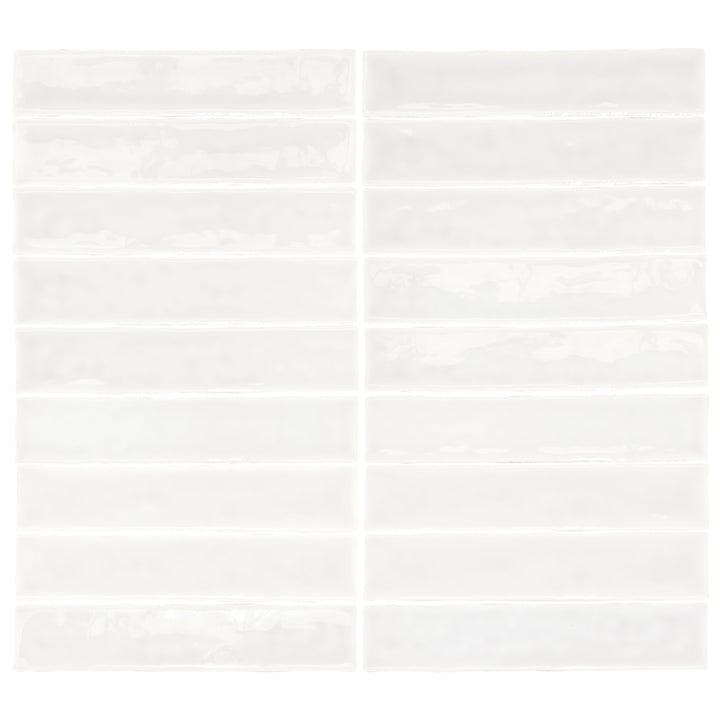 Watercolor 2"x10" Blanco Ceramic Glossy Tile