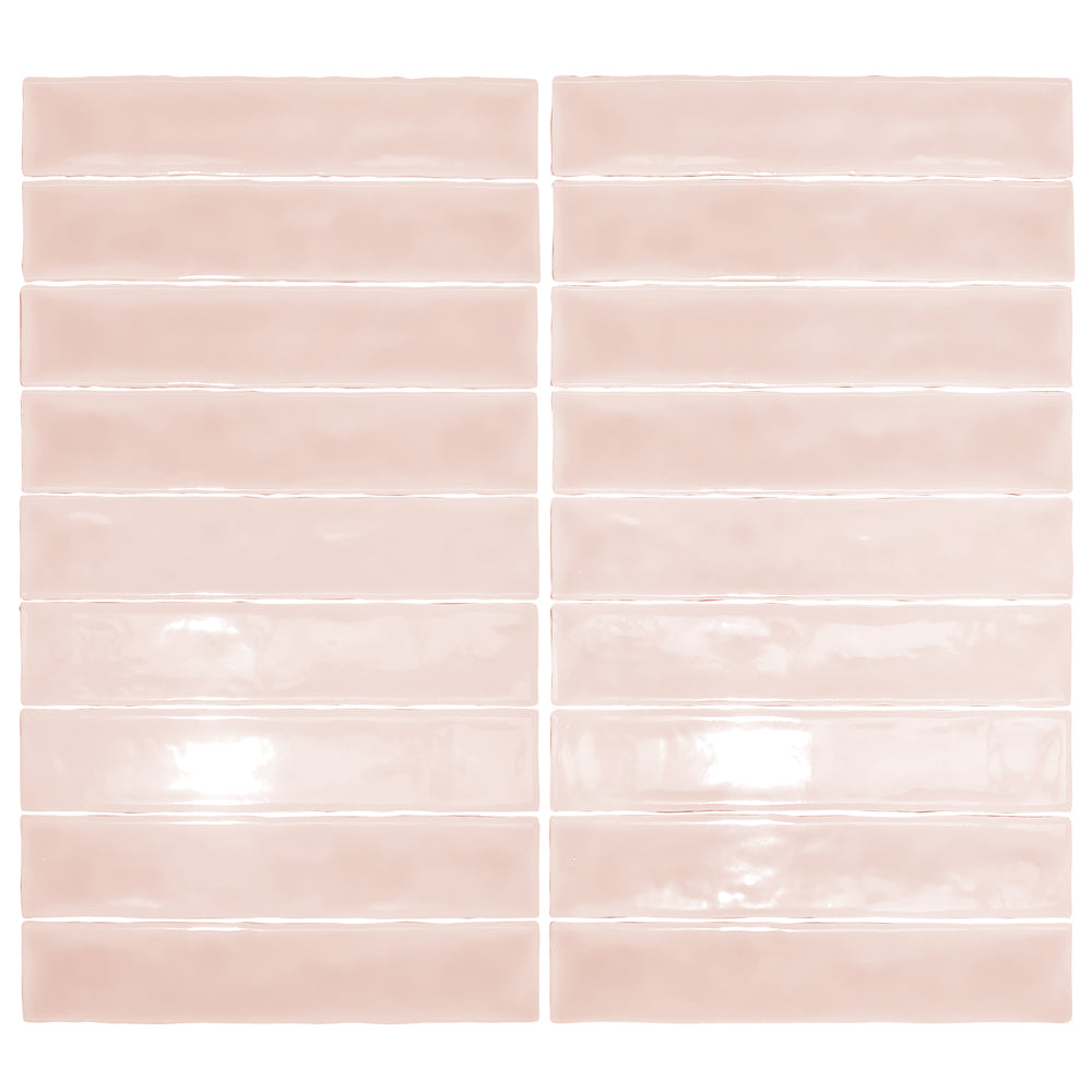 Watercolor 2"x10" Rosa Ceramic Glossy Tile