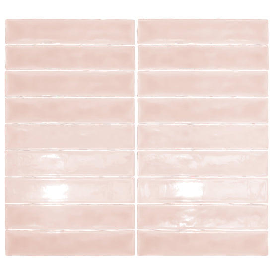 Watercolor 2"x10" Rosa Ceramic Glossy Tile