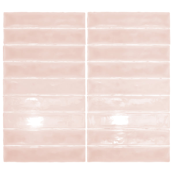 Watercolor 2"x10" Rosa Ceramic Glossy Tile