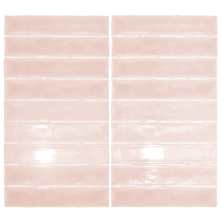 Watercolor 2"x10" Rosa Ceramic Glossy Tile