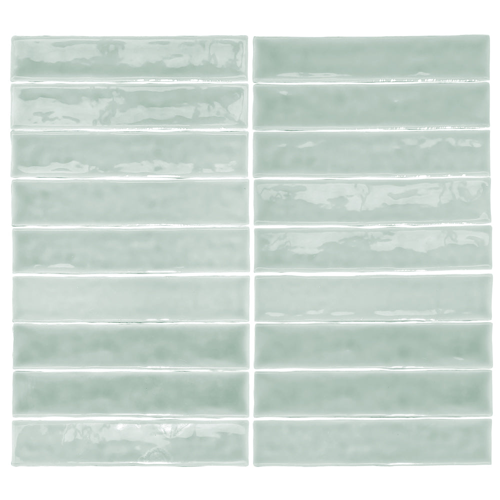 Watercolor 2"x10" Sage Ceramic Glossy Tile