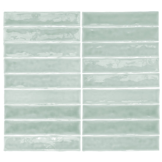Watercolor 2"x10" Sage Ceramic Glossy Tile