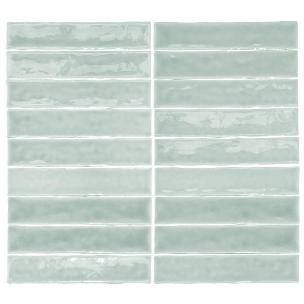 Watercolor 2"x10" Sage Ceramic Glossy Tile