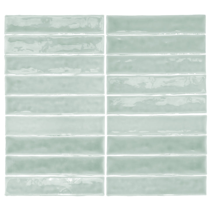 Watercolor 2"x10" Sage Ceramic Glossy Tile