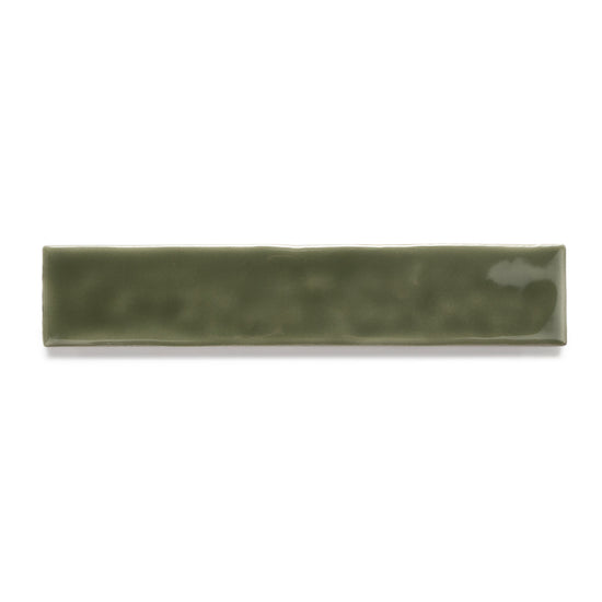 Watercolor 2"x10" Verde Oliva Ceramic Glossy Tile
