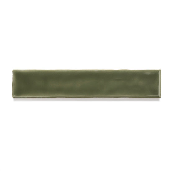Watercolor 2"x10" Verde Oliva Ceramic Glossy Tile