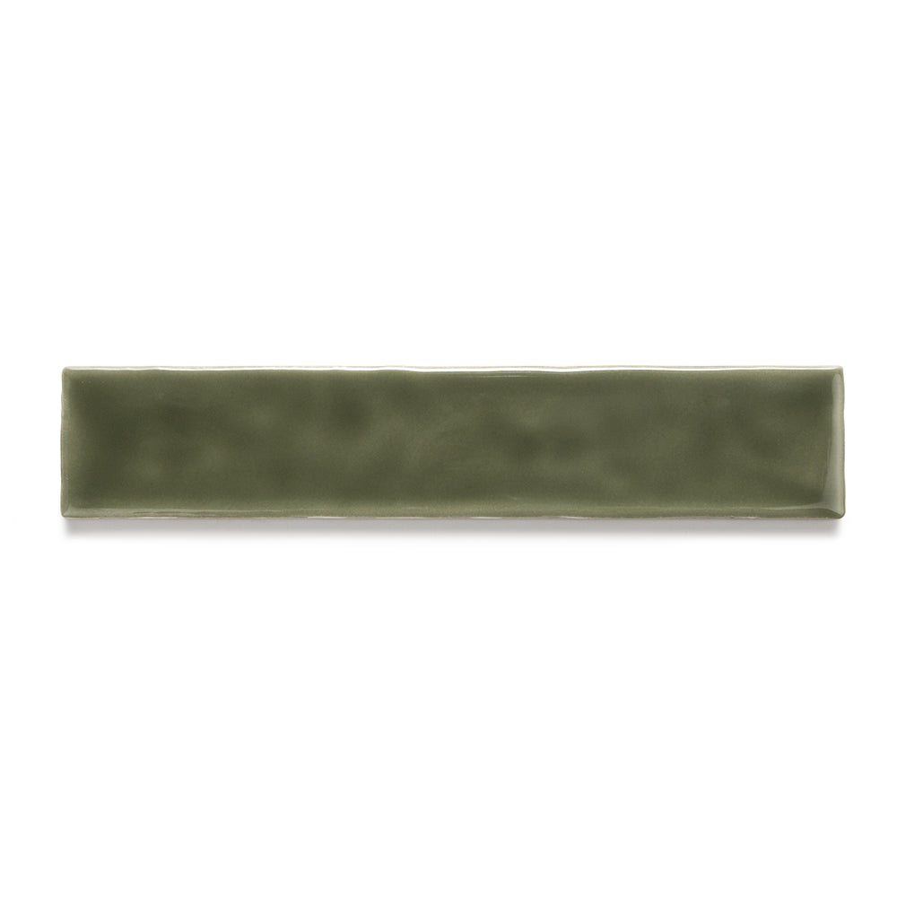 Watercolor 2"x10" Verde Oliva Ceramic Glossy Tile