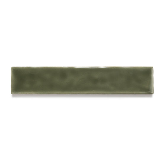 Watercolor 2"x10" Verde Oliva Ceramic Glossy Tile