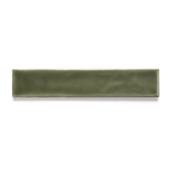 Watercolor 2"x10" Verde Oliva Ceramic Glossy Tile