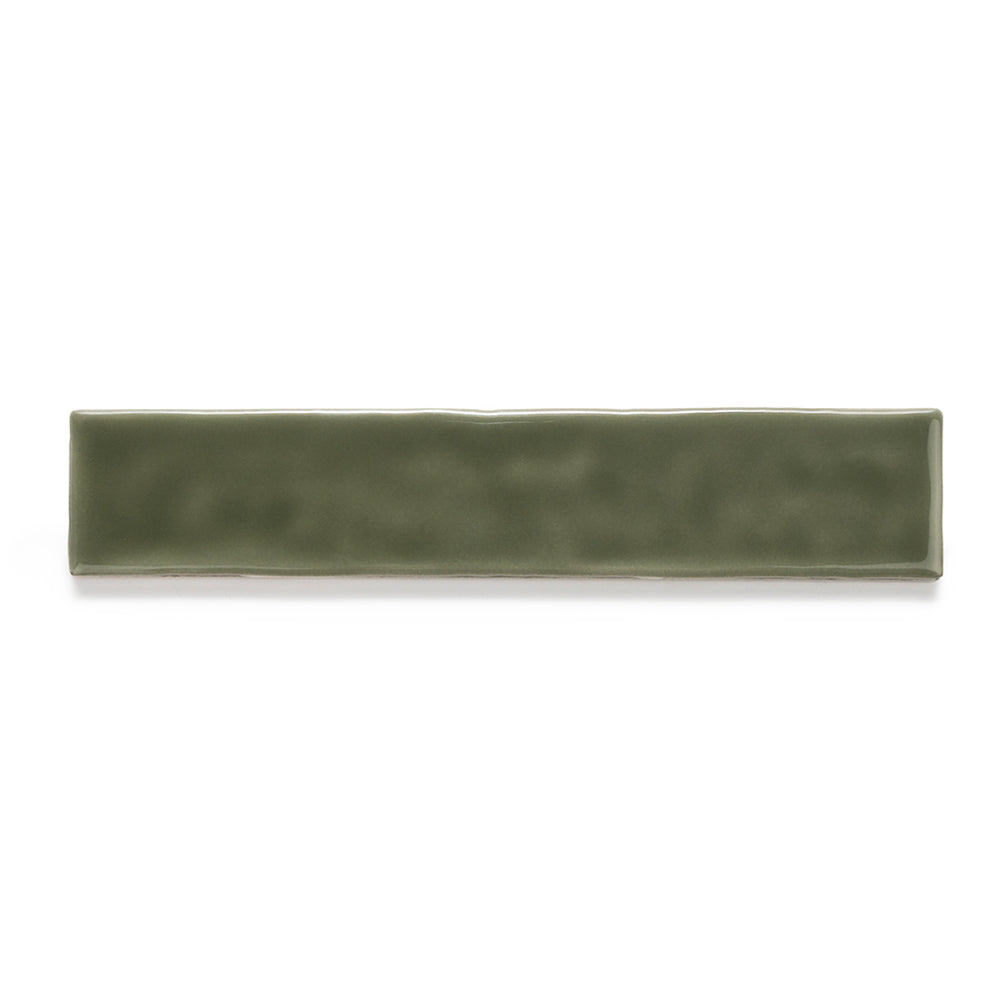 Watercolor 2"x10" Verde Oliva Ceramic Glossy Tile
