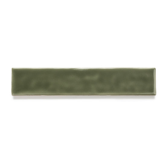 Watercolor 2"x10" Verde Oliva Ceramic Glossy Tile