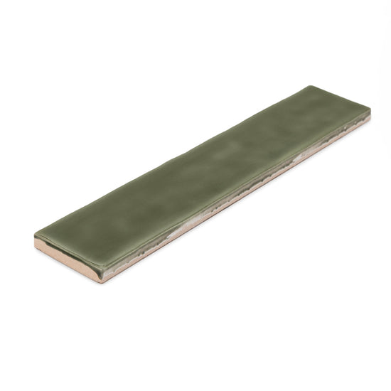 Watercolor 2"x10" Verde Oliva Ceramic Glossy Tile