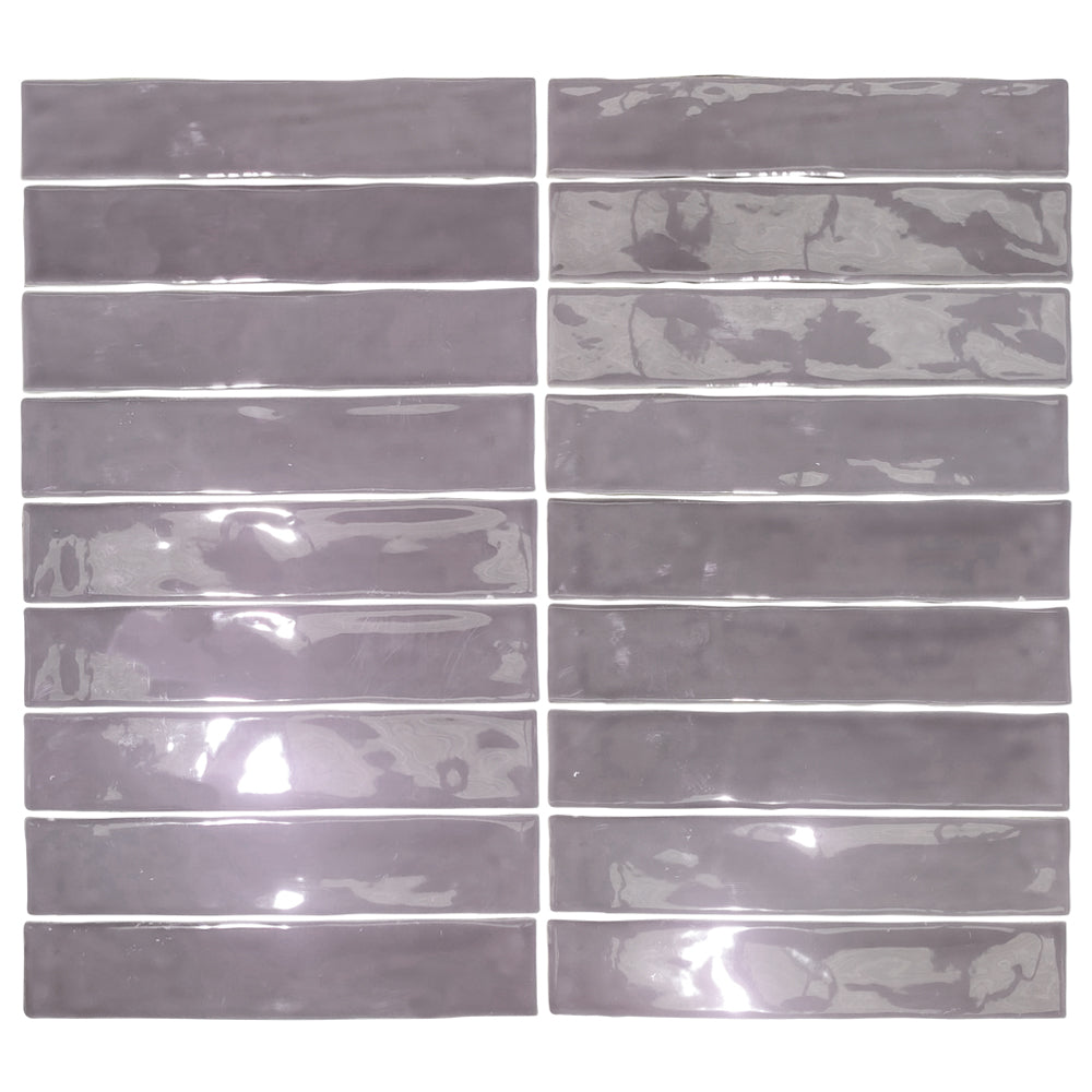 Watercolor 2"x10" Viola Ceramic Glossy Tile