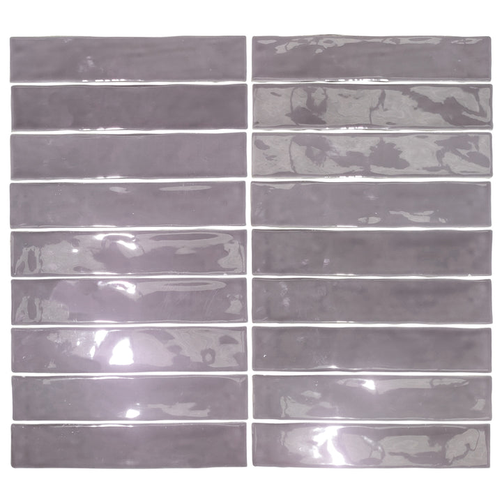 Watercolor 2"x10" Viola Ceramic Glossy Tile