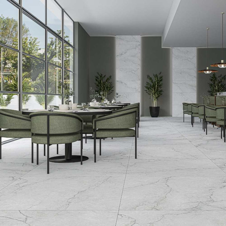 Beau 24" x 48" White Porcelain Polished Tile