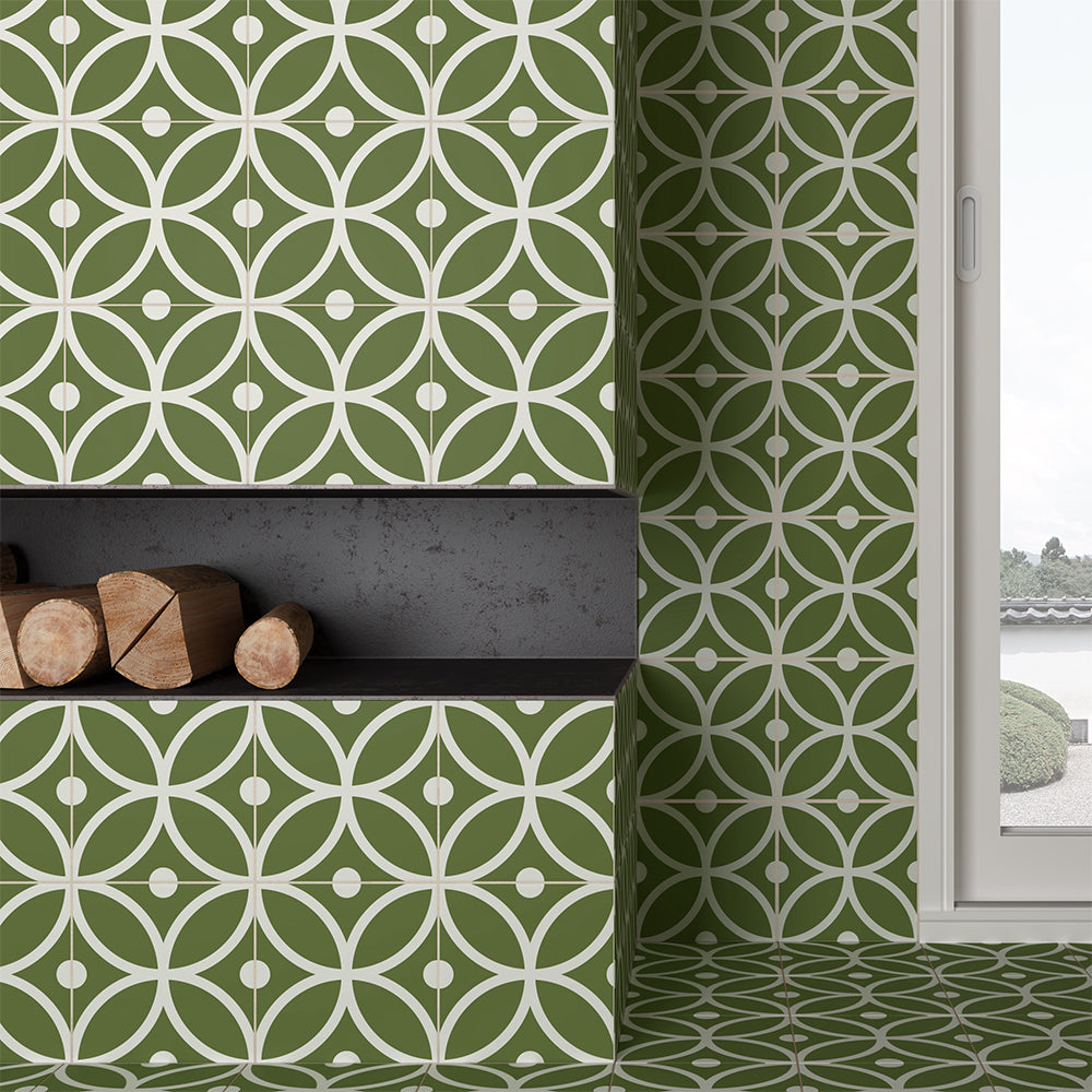 Circa 8"x8" Bergen Verde Porcelain Matte Tile