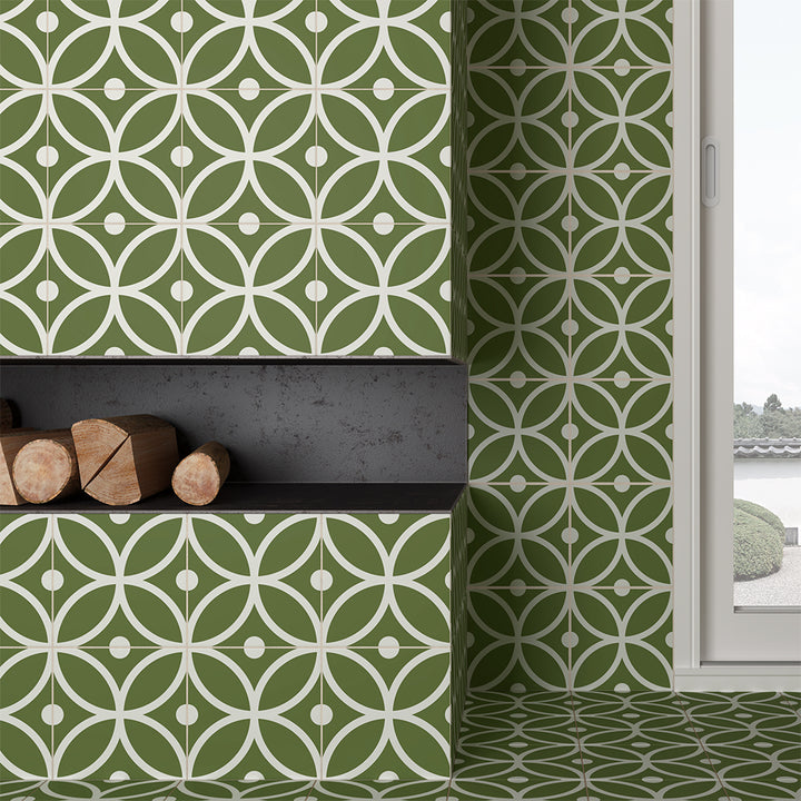 Circa 8"x8" Bergen Verde Porcelain Matte Tile