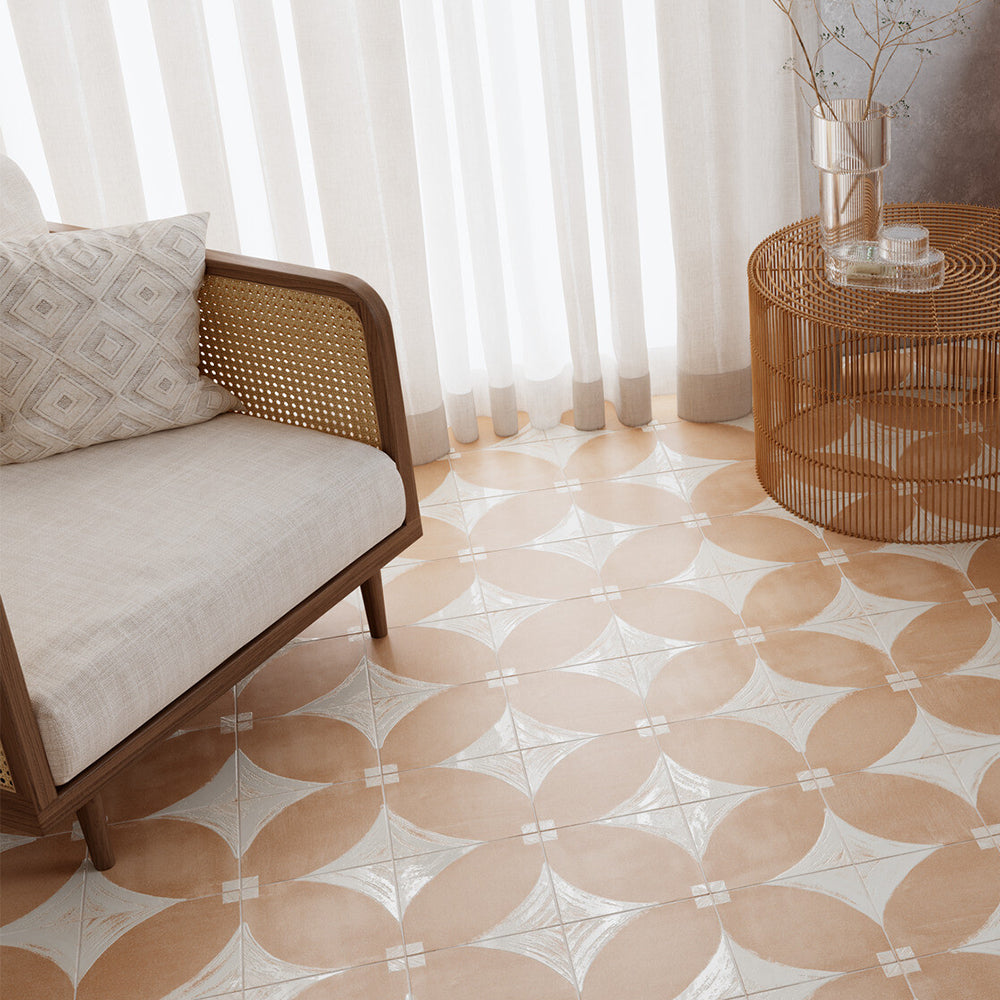 Reina Terracotta Oval 8"x8" Cotto Porcelain Matte and Shiny Tile