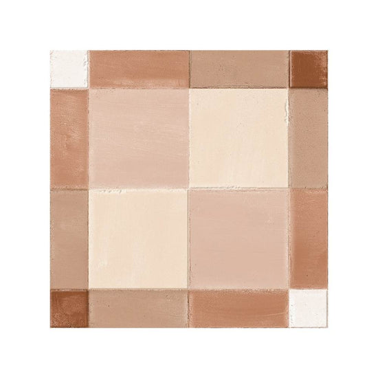 Reina Terracotta Plaid 8"x8" Cotto Porcelain Matte and Shiny Tile