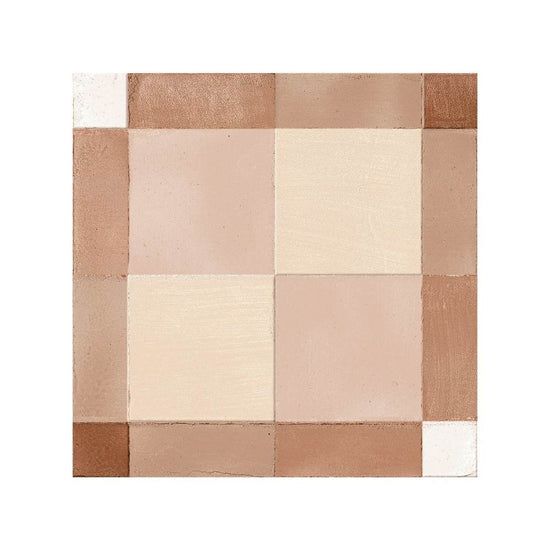 Reina Terracotta Plaid 8"x8" Cotto Porcelain Matte and Shiny Tile