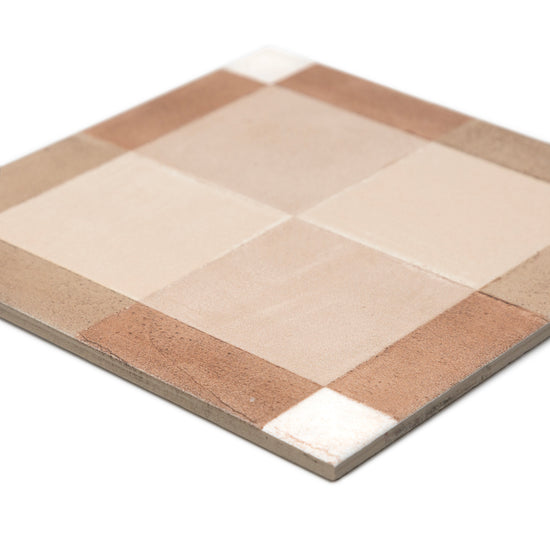 Reina Terracotta Plaid 8"x8" Cotto Porcelain Matte and Shiny Tile