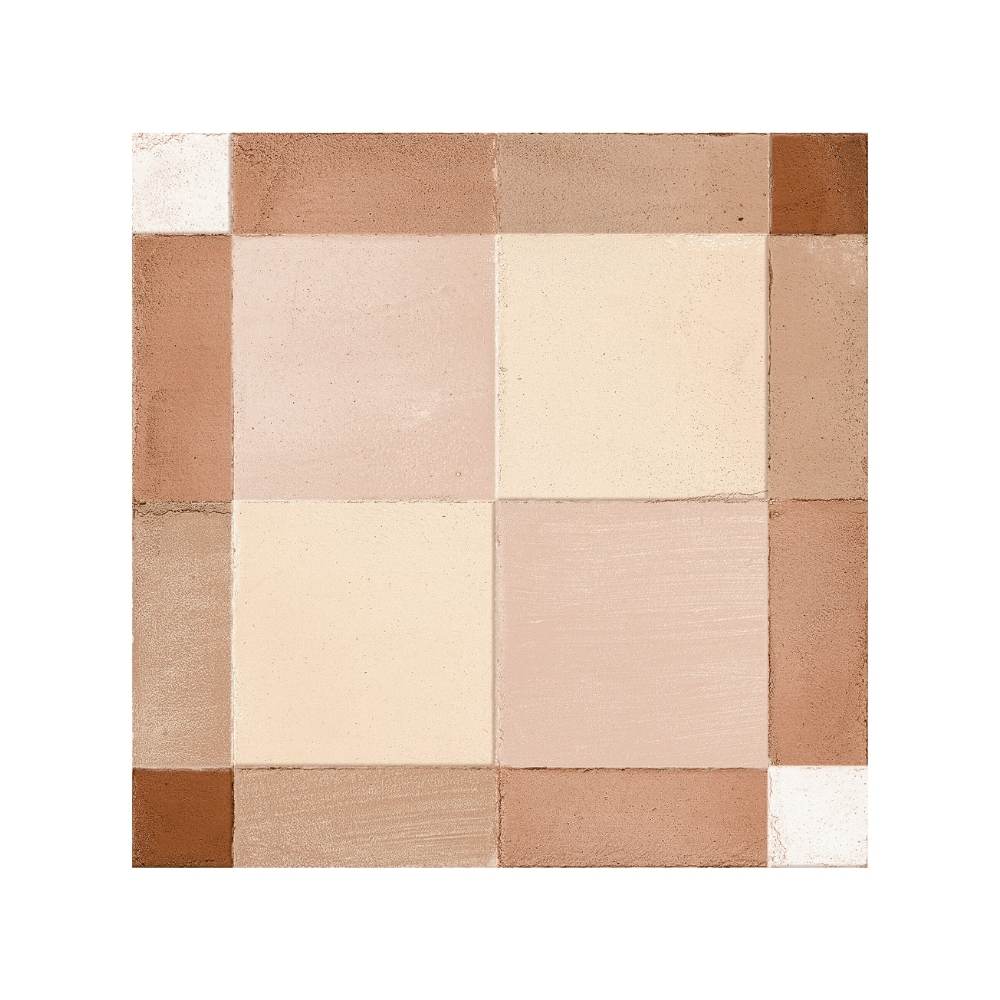 Reina Terracotta Plaid 8"x8" Cotto Porcelain Matte and Shiny Tile