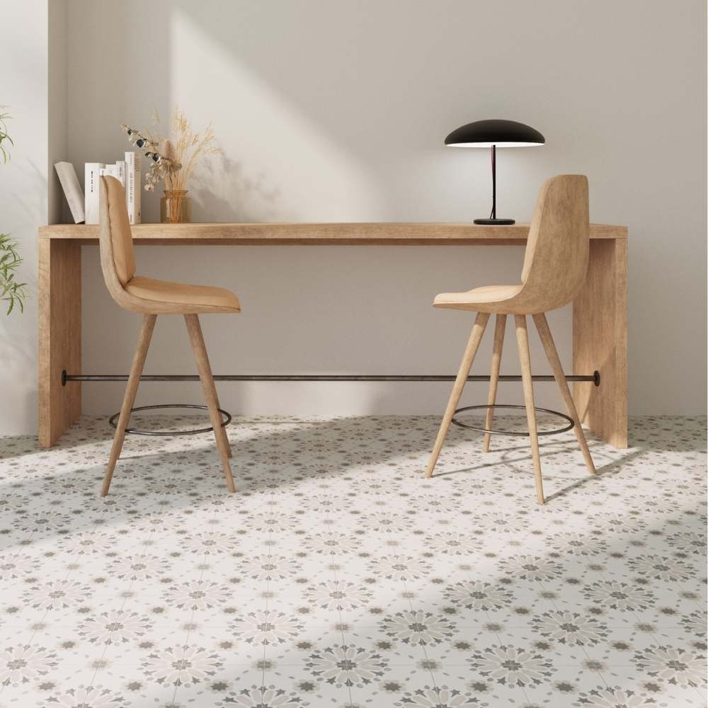 Dahlia 6" x 6" Beige Matte Porcelain Tile