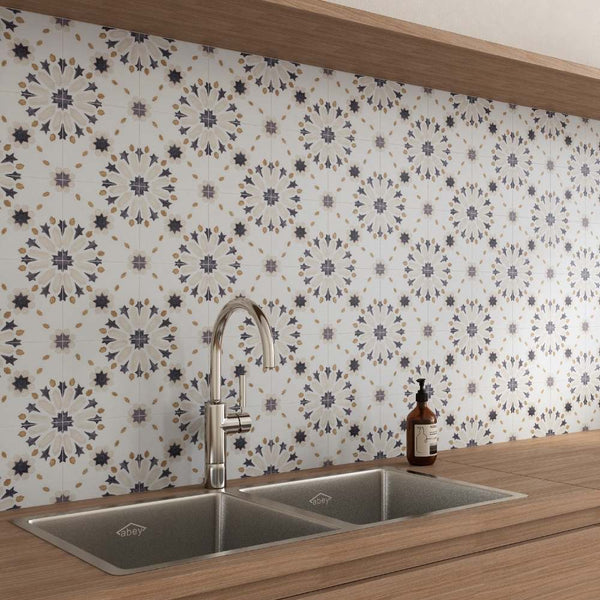 Dahlia 6" x 6" Blue Matte Porcelain Tile