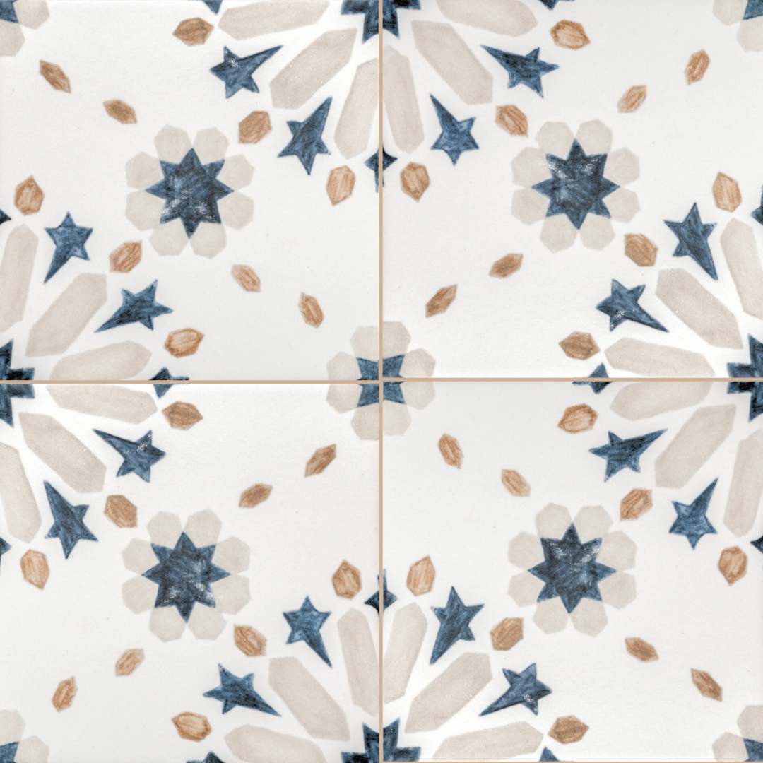 Dahlia 6" x 6" Blue Matte Porcelain Tile